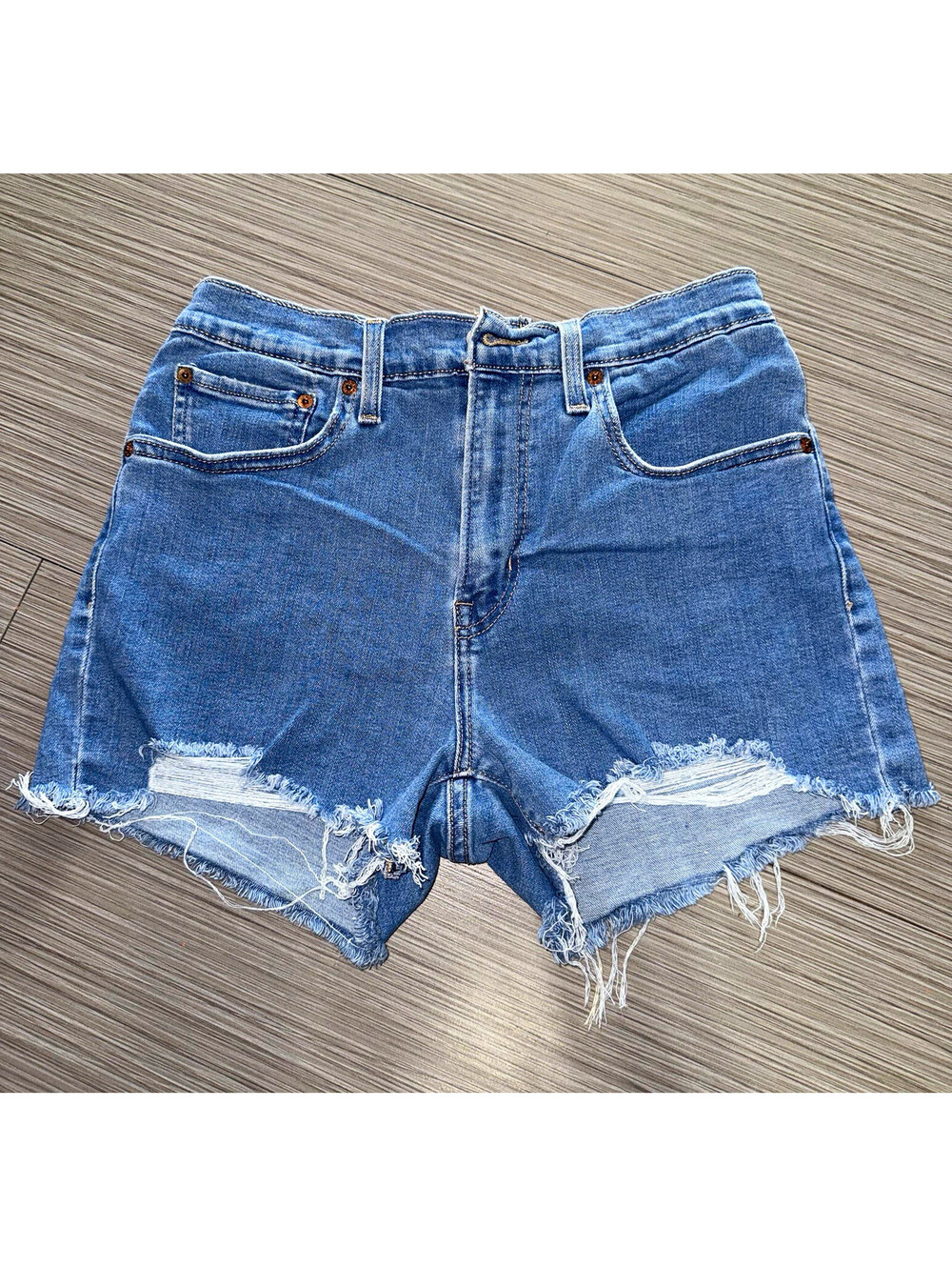 Levi’s High Waisted Denim Shorts 30 Distressed Frayed Cutoffs Coastal Cowgirl